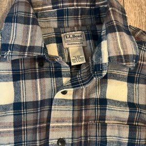LL Bean Men's Green/blue Plaid Cotton Long Sleeve Flannel Shirt Medium